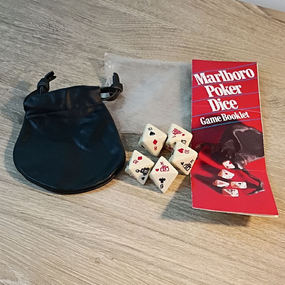 Vintage 1990 Marlboro Poker Dice Game With Booklet And Pouch